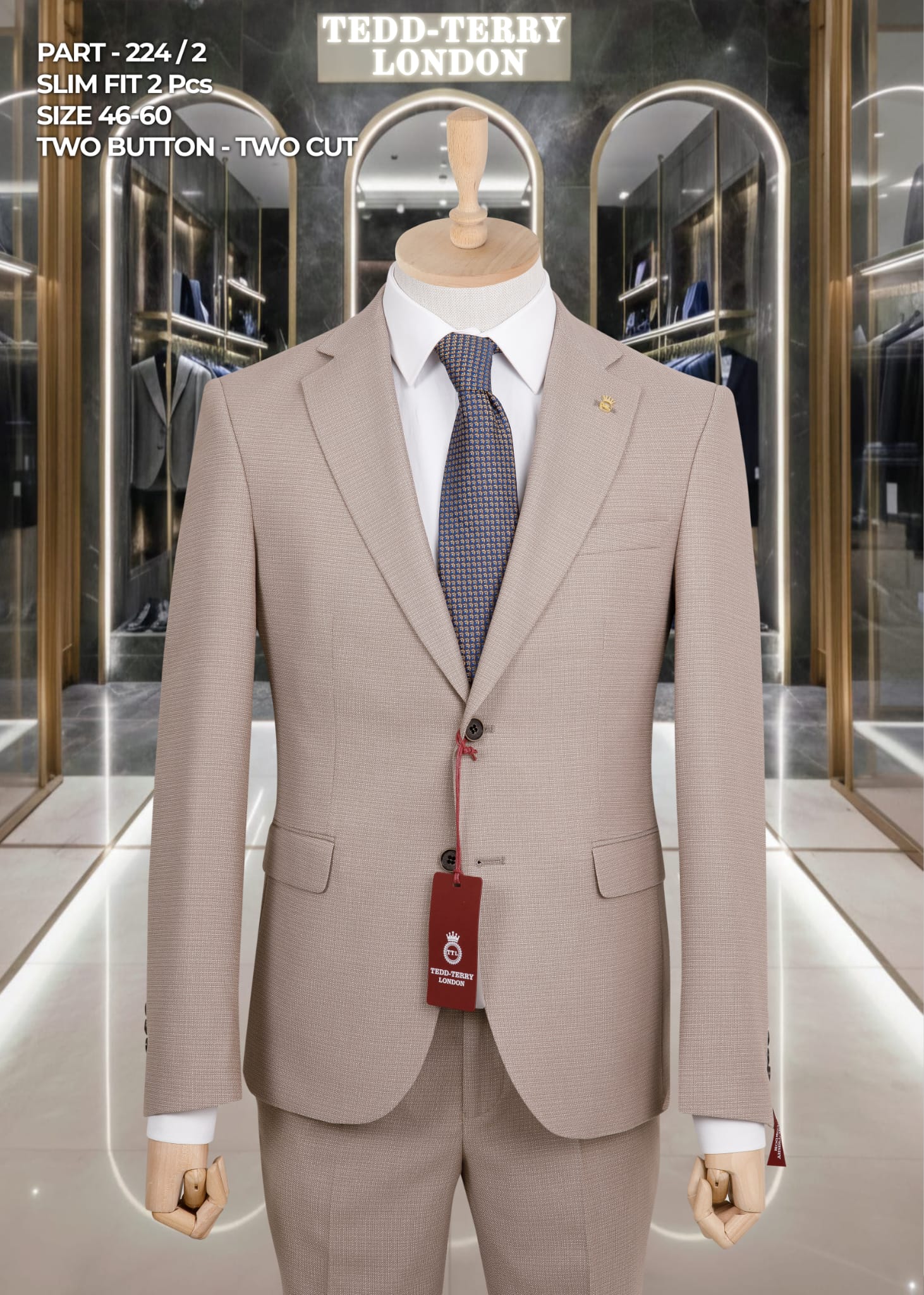 Slim Fit 2-Piece Men’s Suit – Two Button, Two Cut Formal Suit (Size 46–60)