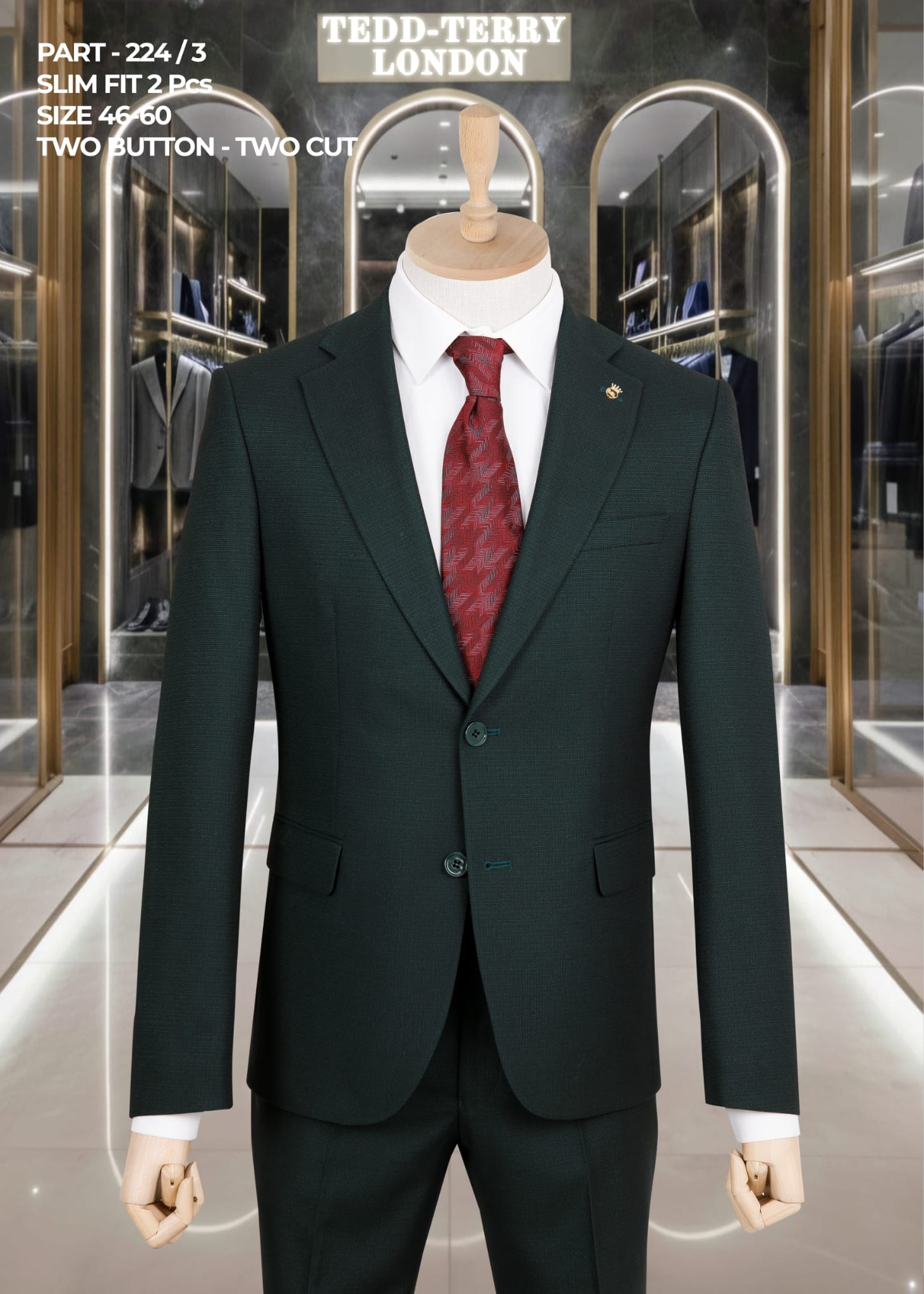 Slim Fit 2-Piece Men’s Suit – Two Button, Two Cut Formal Suit (Size 46–60)