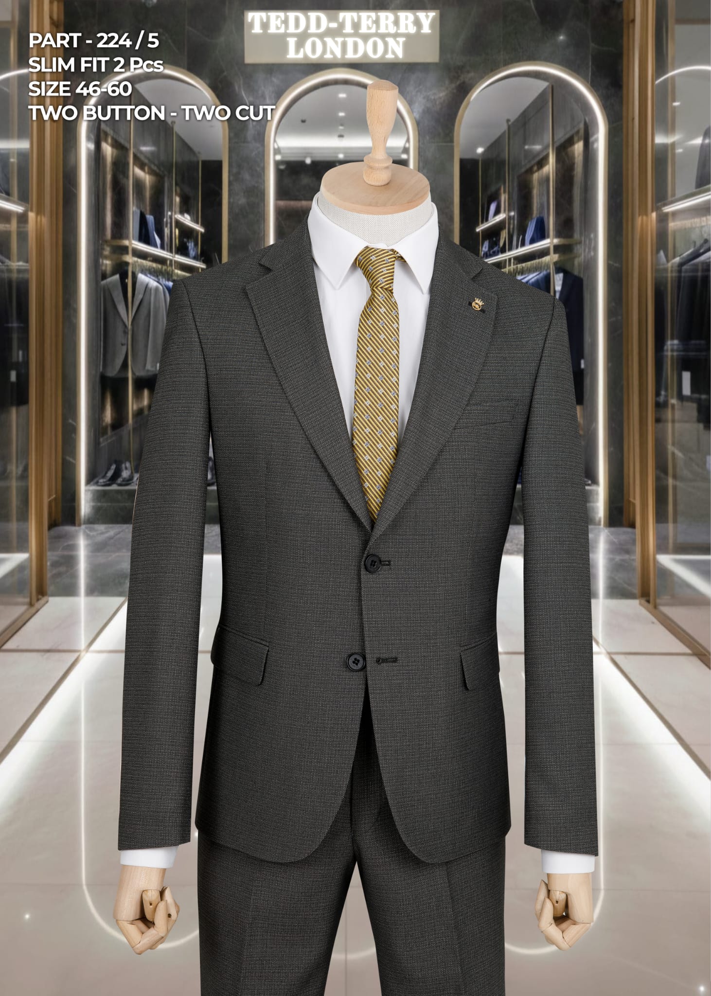 Slim Fit 2-Piece Men’s Suit – Two Button, Two Cut Formal Suit (Size 46–60)