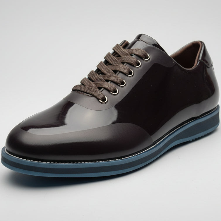 Luxury Patent Leather Men’s Lace-Up Shoes – Italian Designer Style | Premium Gloss Finish | Smart Casual & Formal
