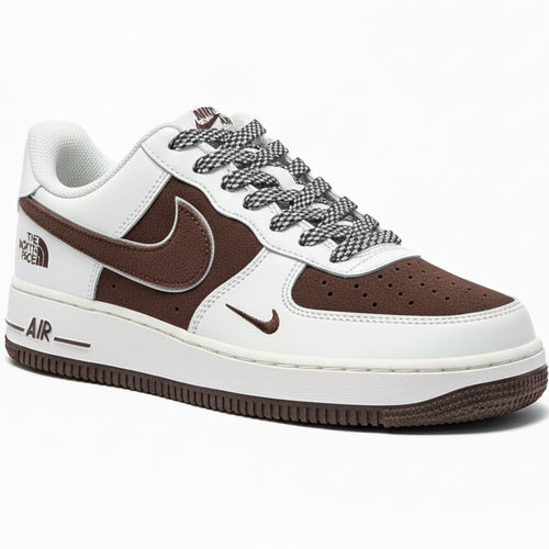 Air Force 1 x North Face Inspired Sneakers – Premium Brown & Cream Low Top Streetwear Trainers