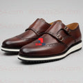 Men’s Leather Double Monk Strap Dress Shoes – Classic Formal Slip-On