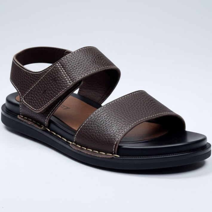 Men’s Leather Comfort Sandals – Adjustable Strap Casual Slip-On Sandals