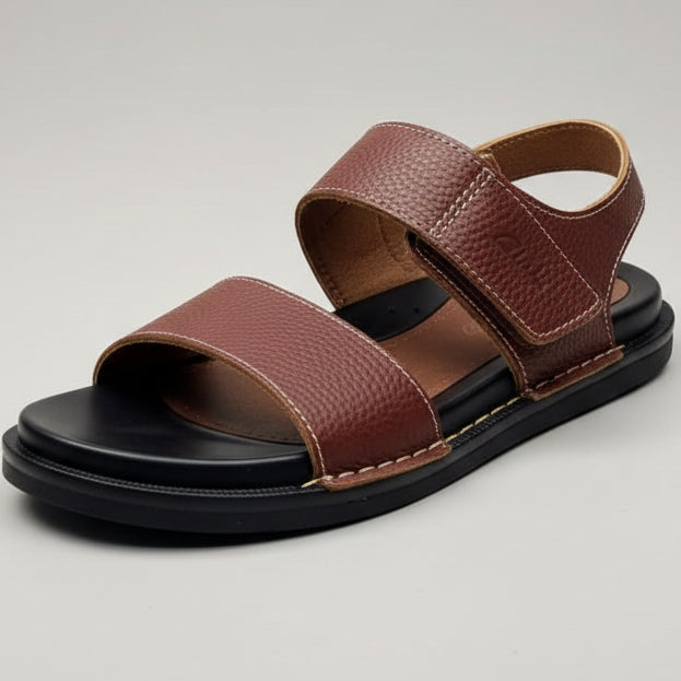 Men’s Leather Comfort Sandals – Adjustable Strap Casual Slip-On Sandals