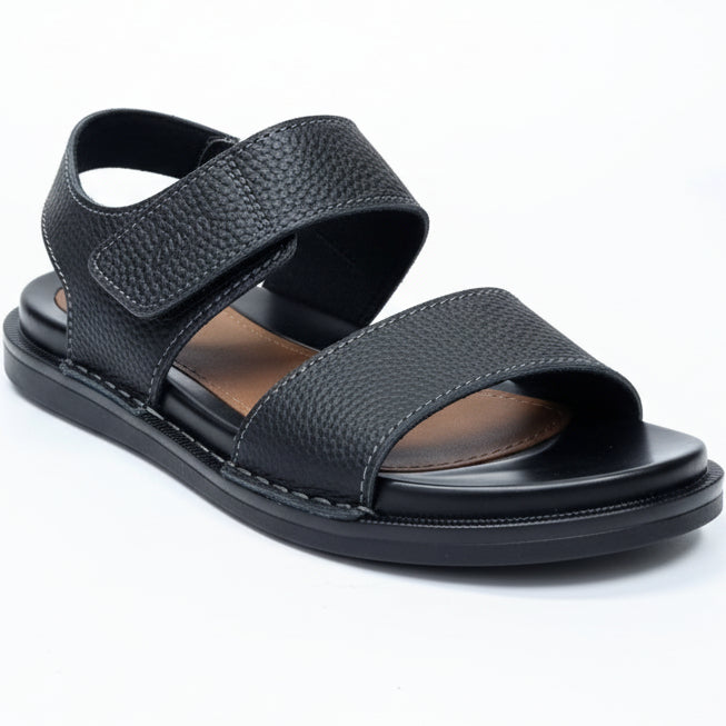 Men’s Leather Comfort Sandals – Adjustable Strap Casual Slip-On Sandals