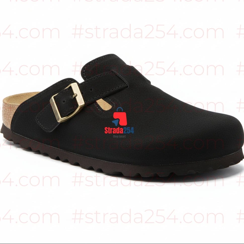 Unisex Suede Comfort Clogs – Adjustable Strap Casual Slip-On Sandals