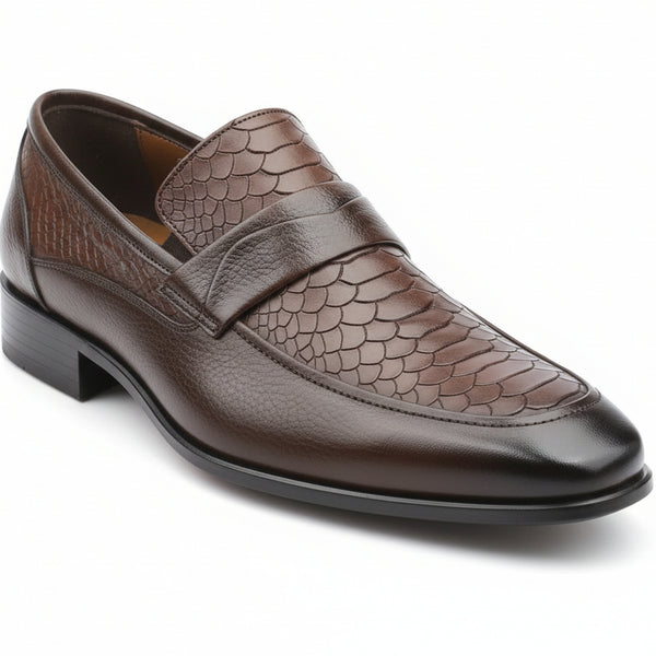 Men’s Croc-Texture Leather Loafers in Kenya | Premium Black & Brown Official Shoes