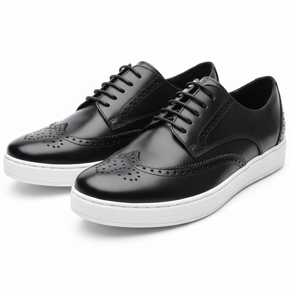 Men’s Classic Leather Brogue Sneakers | Smart Casual Lace-Up Dress Sneakers