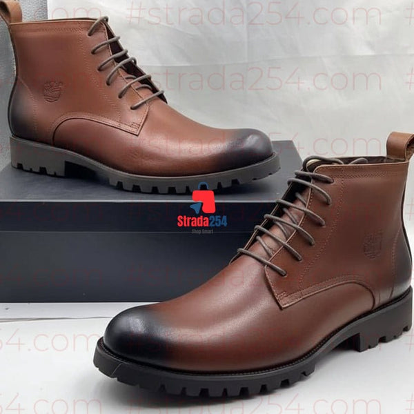 Men’s Premium Leather Lace-Up Boots | Classic Brown Casual & Outdoor Ankle Boots