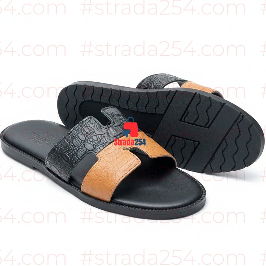 Unisex Luxury Leather Designer Sandals – Premium Casual Summer Slides | Comfortable Fashion Slippers