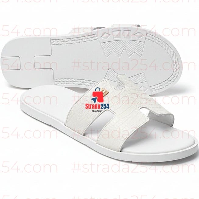 Unisex Luxury Leather Designer Sandals – Premium Casual Summer Slides | Comfortable Fashion Slippers