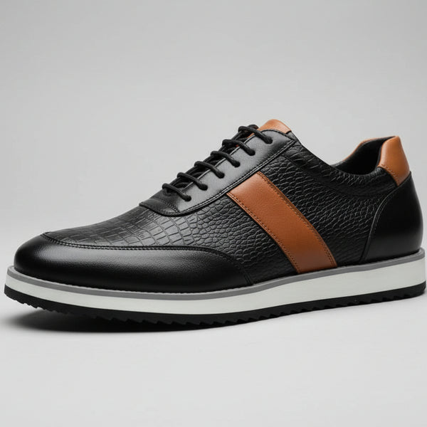 Men’s Premium Crocodile Texture Leather Sneakers – Smart Casual Fashion Shoes | Luxury Comfort Trainers
