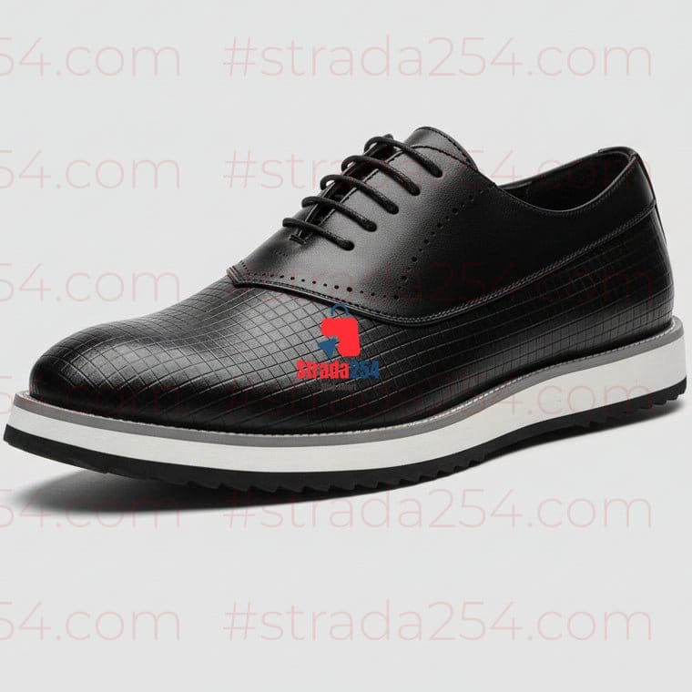 Men’s Premium Textured Dress Sneakers – Classic Black Smart Casual Shoes | Comfortable Fashion Trainers