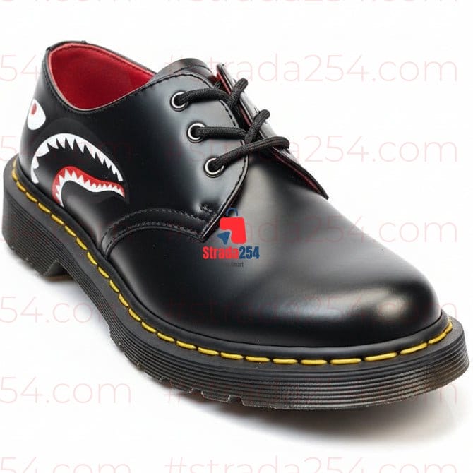Black Leather Derby Shoes – Chunky Sole Streetwear Formal Docs Style