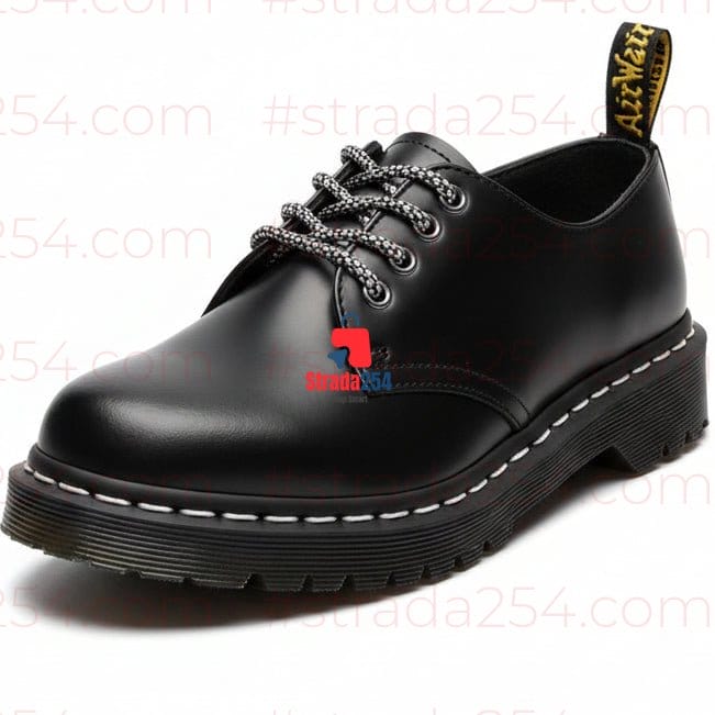 Black Leather Derby Shoes – Chunky Sole Streetwear Formal Docs Style