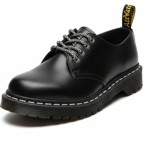 Black Leather Derby Shoes – Chunky Sole Streetwear Formal Docs Style
