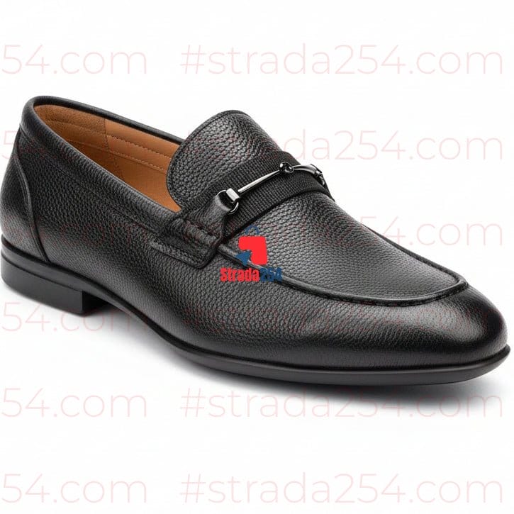 Men’s Premium Leather Horsebit Loafers – Classic Slip-On Formal Dress Shoes(J)