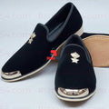 Men’s Velvet Slip-On Loafers – Luxury Designer Style Dress Shoes(Mo)