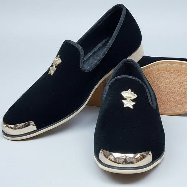 Men’s Velvet Slip-On Loafers – Luxury Designer Style Dress Shoes(Mo)