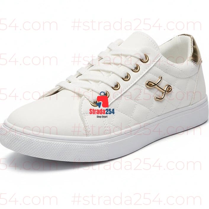 Women’s Luxury Quilted Sneakers – Stylish Casual Lace-Up Shoes