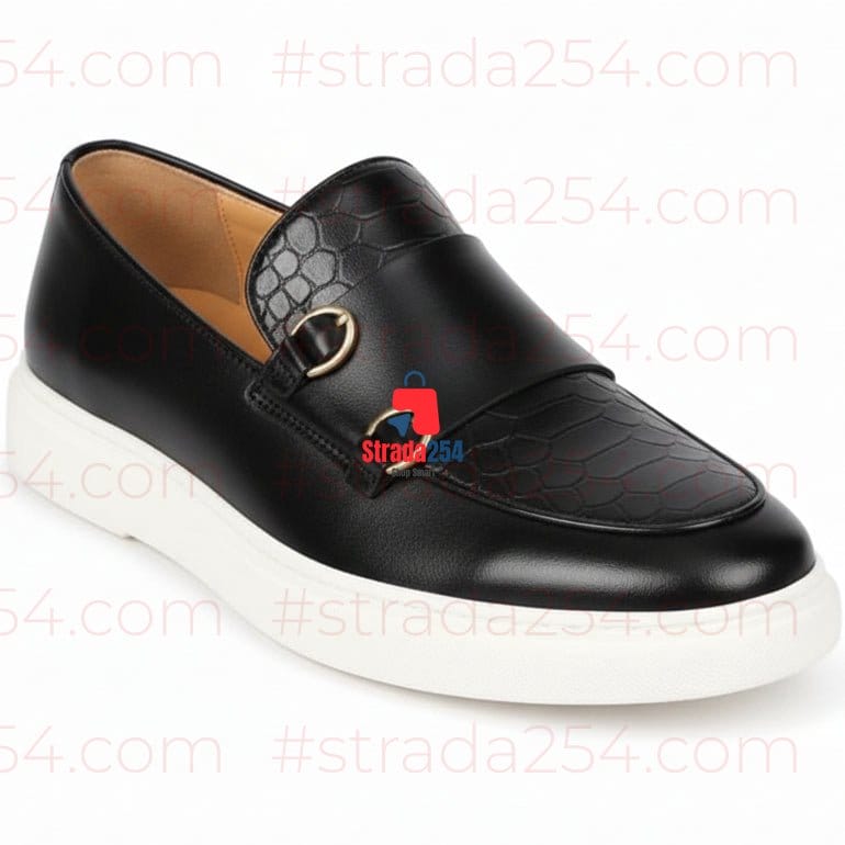 Men’s Luxury Double Buckle Loafers – Premium Smart Casual Slip-On Shoes