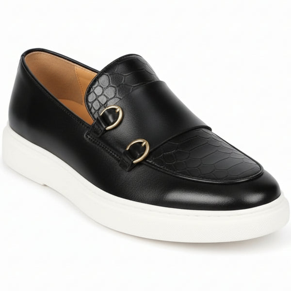 Men’s Luxury Double Buckle Loafers – Premium Smart Casual Slip-On Shoes