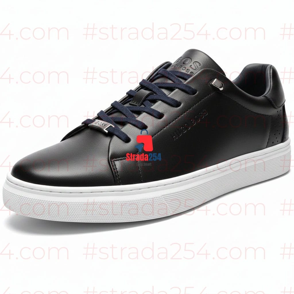 Men’s Premium Minimalist Sneakers – Clean Leather Casual Shoes (White & Navy)