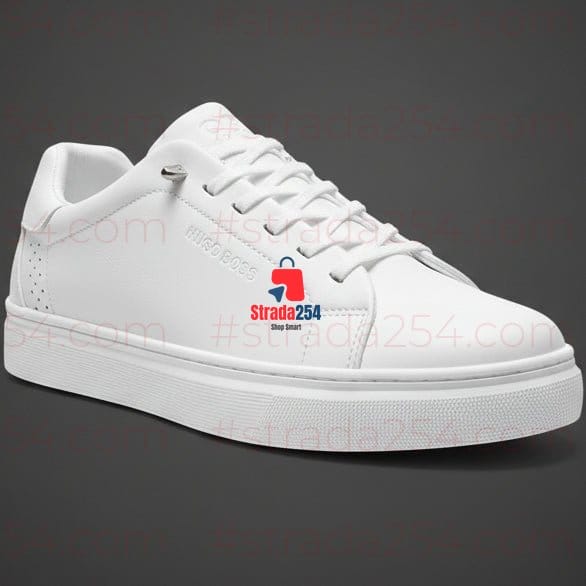 Men’s Premium Minimalist Sneakers – Clean Leather Casual Shoes (White & Navy)