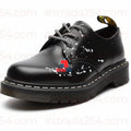 Chunky Streetwear Derby Shoes – Black Paint-Splatter Platform Shoes (Unisex)