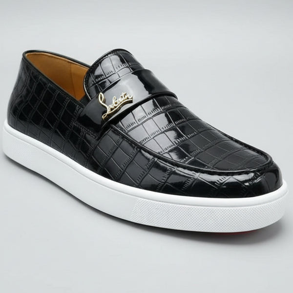 Men’s Luxury Croc-Embossed Slip-On Loafers – Premium Casual Edition_(GG)