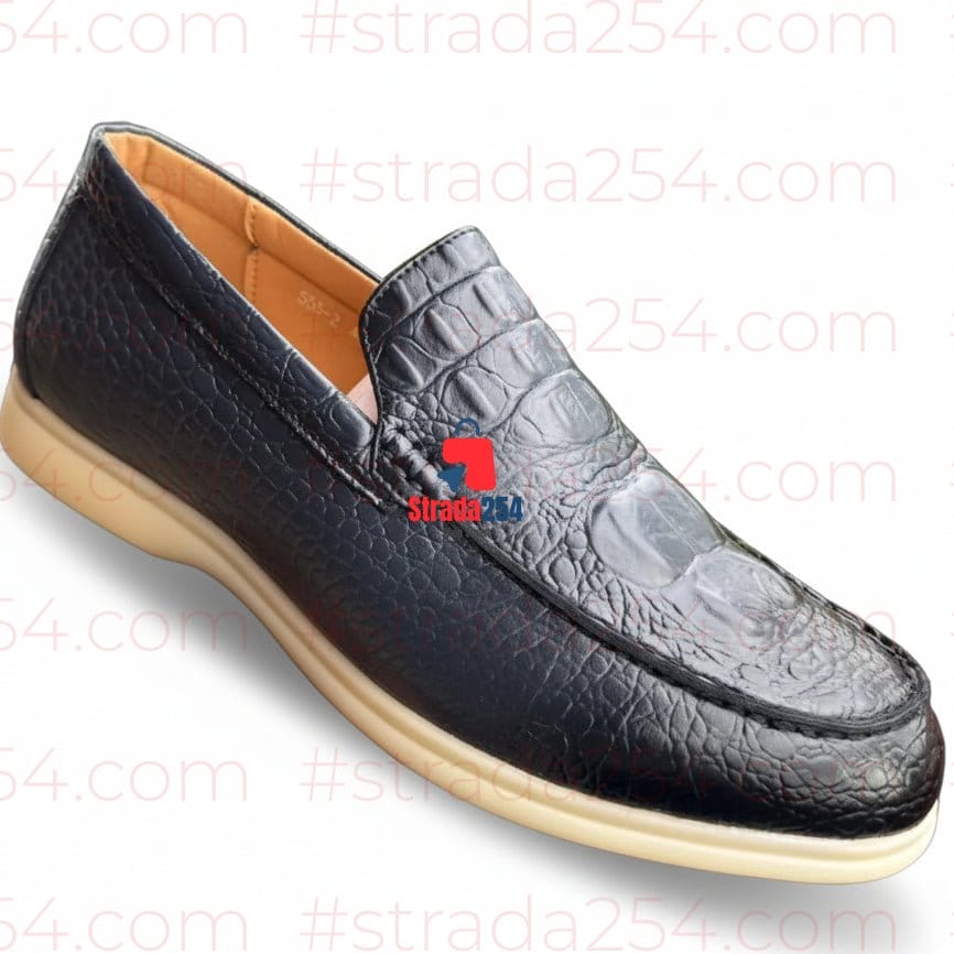 STRADA254 Croc-Texture Leather Loafers – Men (Luxury Slip-On Shoes Kenya)_KK