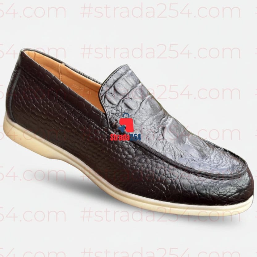 STRADA254 Croc-Texture Leather Loafers – Men (Luxury Slip-On Shoes Kenya)_KK