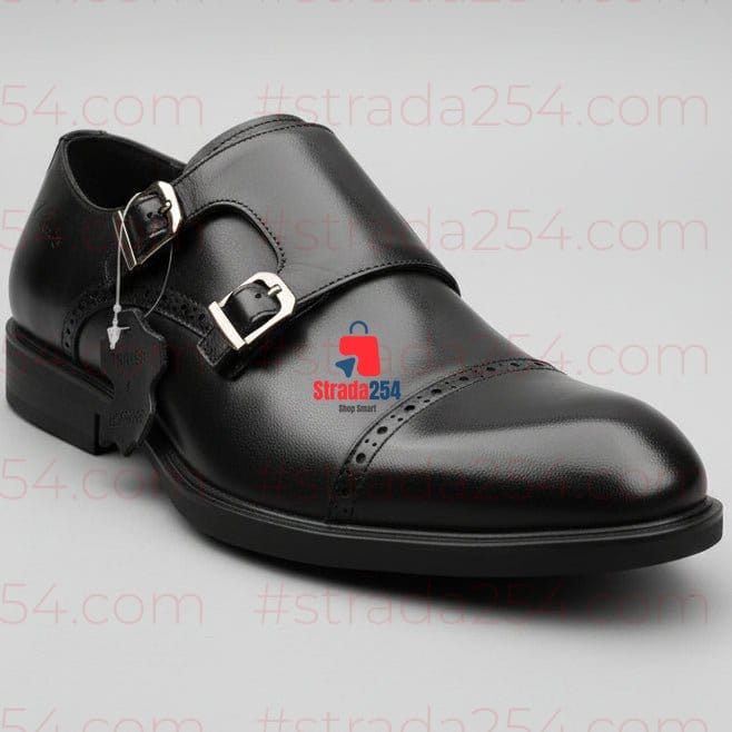 STRADA254 Premium Double Monk Strap Leather Dress Shoes – Classic Formal Buckle Office Shoes_GG