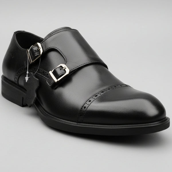 STRADA254 Premium Double Monk Strap Leather Dress Shoes – Classic Formal Buckle Office Shoes_GG