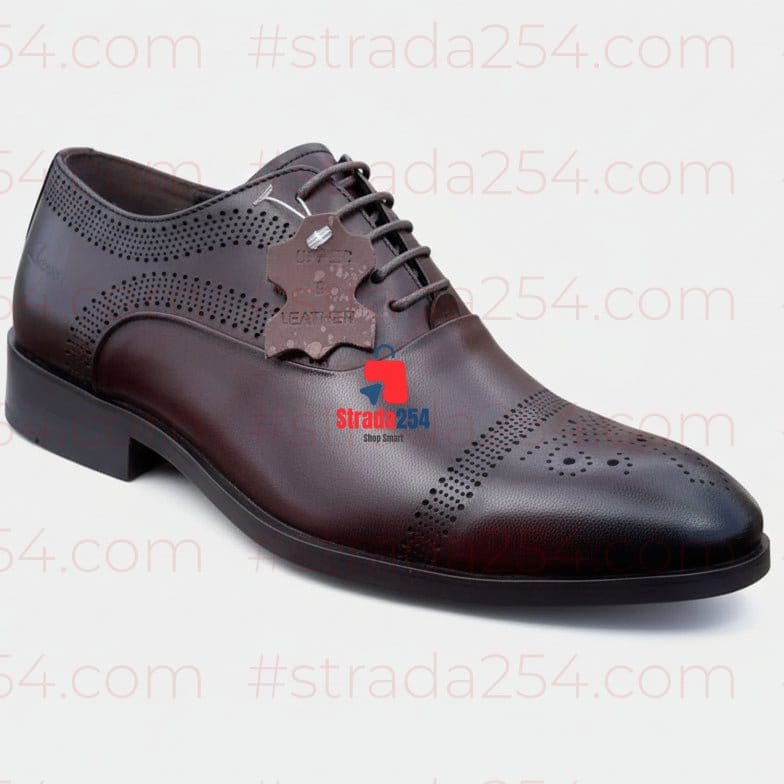 STRADA254 Premium Leather Oxford Brogue Shoes – Classic Formal Lace-Up Dress Shoes_GG