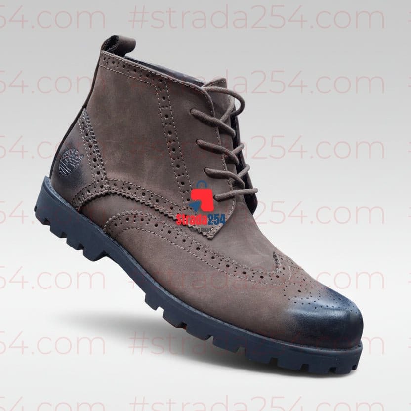STRADA254 Premium Leather Brogue Ankle Boots – Rugged Lace-Up Casual & Smart Boots