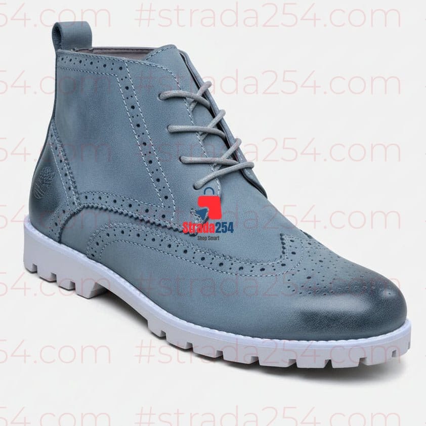 STRADA254 Premium Leather Brogue Ankle Boots – Rugged Lace-Up Casual & Smart Boots