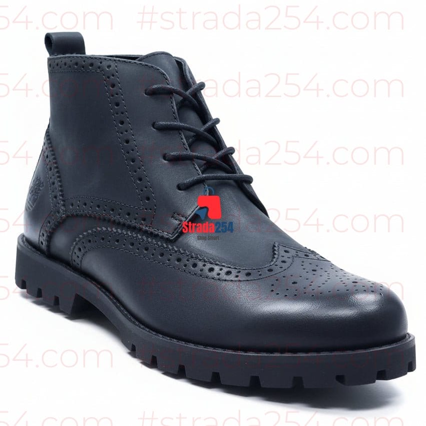 STRADA254 Premium Leather Brogue Ankle Boots – Rugged Lace-Up Casual & Smart Boots