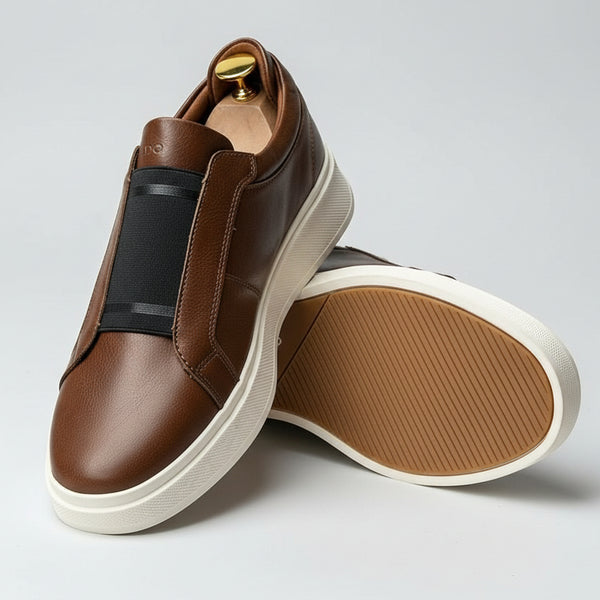 STRADA254 FlexEase Leather Slip-On Sneakers – Cushioned Minimalist Shoes for Casual & Smart Wear_BACD5F