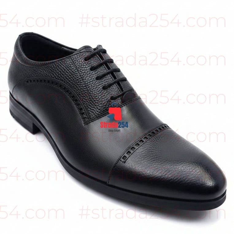 Premium Leather Cap-Toe Oxford Shoes – Executive Formal Lace-Up Shoes_4B