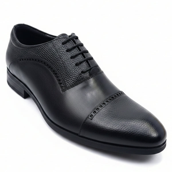 Premium Leather Cap-Toe Oxford Shoes – Executive Formal Lace-Up Shoes_4B