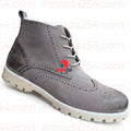 Premium Matte Black Brogue Boots – Luxury Casual Leather Ankle Boots_KK