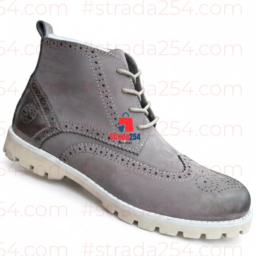 Premium Matte Black Brogue Boots – Luxury Casual Leather Ankle Boots_KK