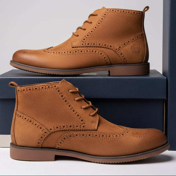 Vintage Brogue Boots – Premium Casual Leather Ankle Boots_KK