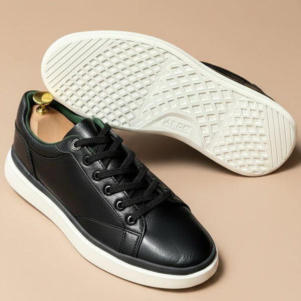 ALD Premium Leather Casual Sneakers – Minimalist Lace-Up Lifestyle Shoes | Black & White Collection_DPA