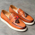 Premium Tassel Loafer Leather Sneakers – Elegant Slip-On Casual Dress Shoes | Brown & Cognac_DPA