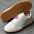 Minimalist Premium Leather Sneakers – Classic White Casual Shoes with Gum Sole | Smart Casual Everyday Footwear_DPA