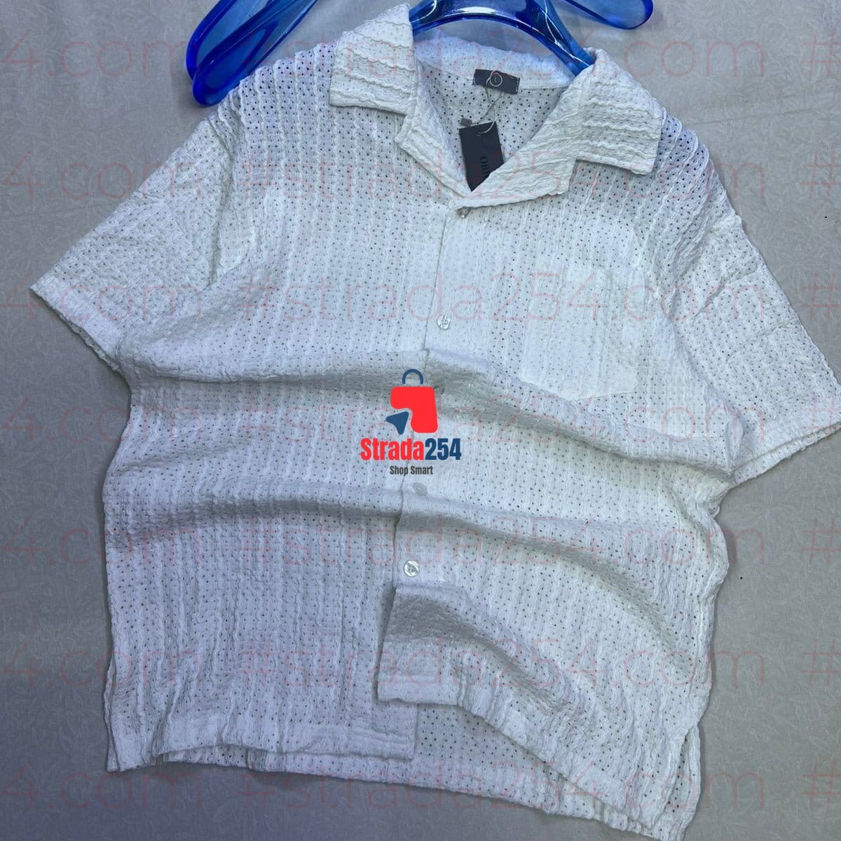 Men’s Premium Cuban Collar Textured Knit Shirt – Breathable Summer Casual Button-Up_AT