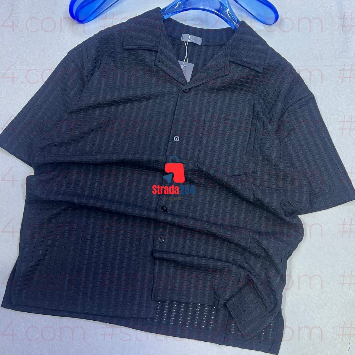 Men’s Premium Cuban Collar Textured Knit Shirt – Breathable Summer Casual Button-Up_AT