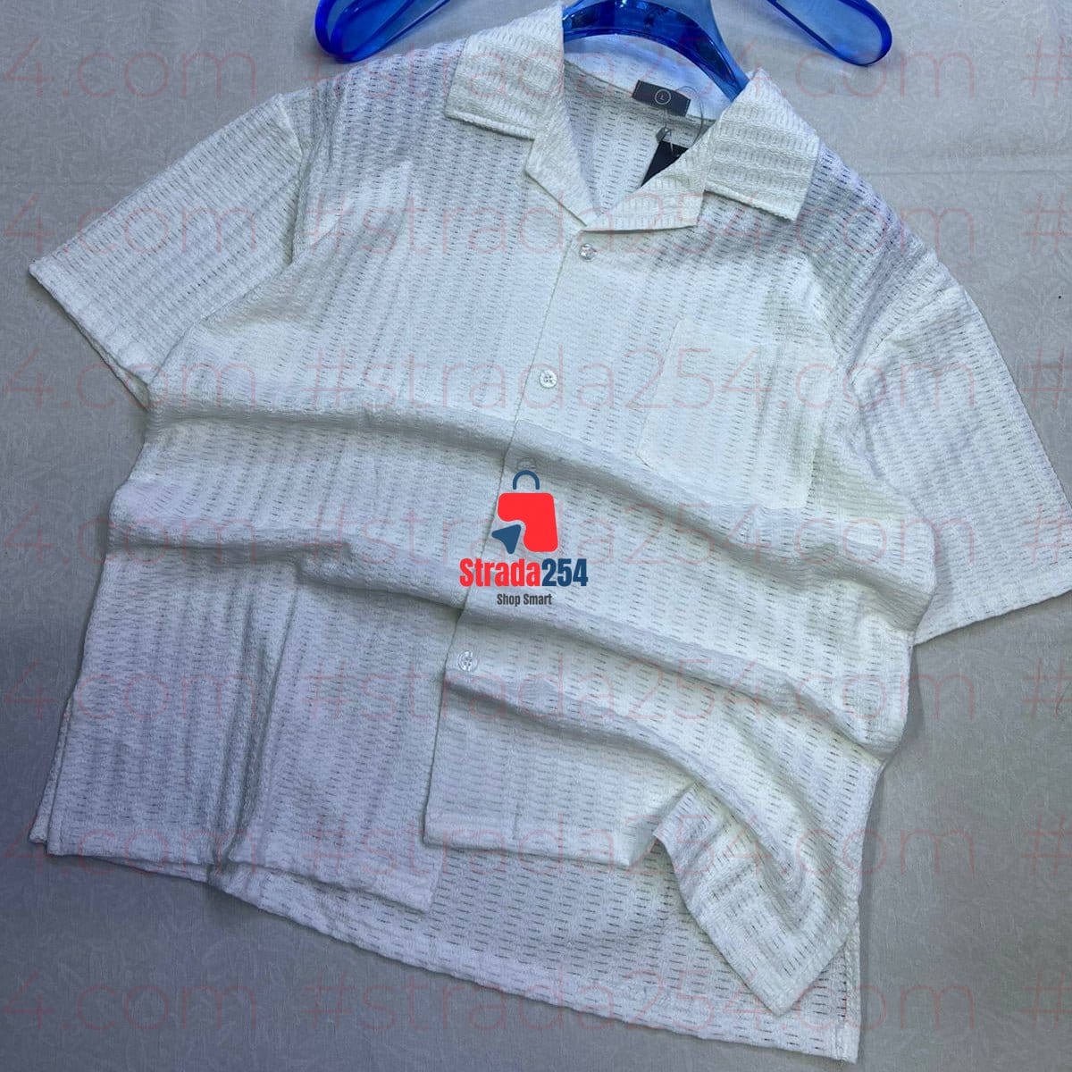 Men’s Premium Cuban Collar Textured Knit Shirt – Breathable Summer Casual Button-Up_AT